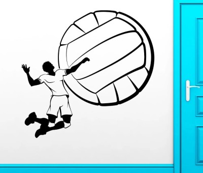 SnappyVinyl 42 cm Wall Paper Vinyl Decals Volleyball Game Sport Ball Self Adhesive Sticker(Pack of 1)