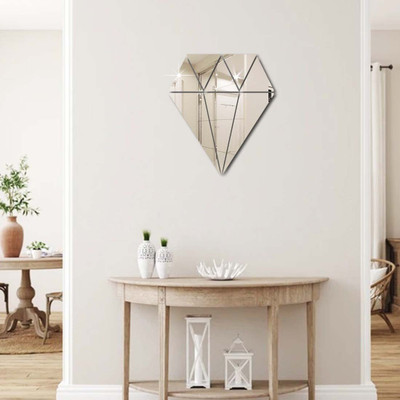 WallDaddy 40 cm Wall Stickers For Home Decoration Diamond Shape Mirror Stickers Self Adhesive Sticker(Pack of 1)