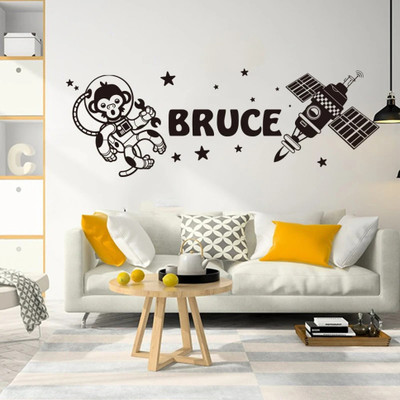 Xskin 116 cm Custom Name Astronaut Monkey Satellite Self Adhesive Sticker(Pack of 1)