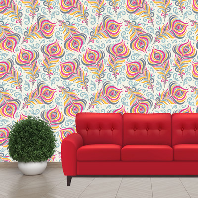 WallDaddy 40 cm Peacock Texture Self Adhesive Sticker(Pack of 1)