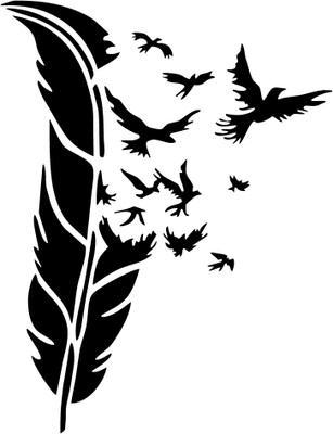 S3DESIGN 70 cm decorative feather with birds Self Adhesive Sticker(Pack of 1)