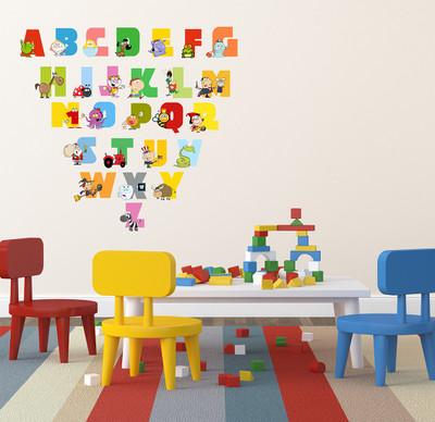 HAPPYSTICKY 90 cm Alphabets Removable Sticker(Pack of 1)