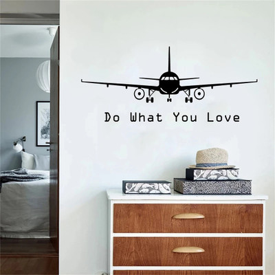 SnappyVinyl 24 cm Large size airplane do what you love Self Adhesive Sticker(Pack of 1)
