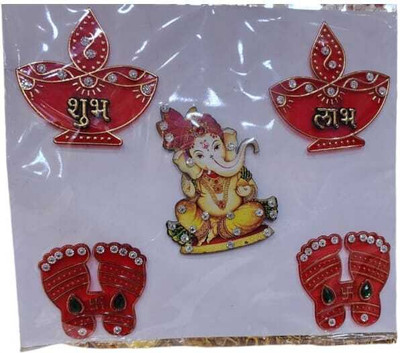 Signature 53 cm Shubh labh sticker With Ganesh Idol Sticker Self Adhesive Sticker(Pack of 1)