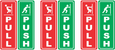 RDHinc 5.08 cm PUSH and PULL Self Adhesive Sticker(Pack of 6)
