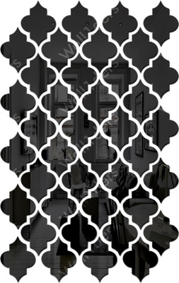 wall1ders 12 cm Jali Pattern 40 Black Acrylic Mirror Stickers for Wall Self Adhesive Sticker(Pack of 40)