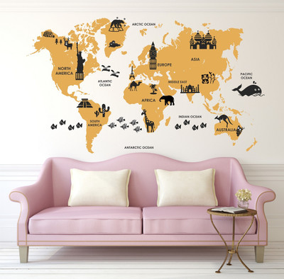 MIIKOR 110 cm India Map | Non-Reusable Stickers Self Adhesive Sticker(Pack of 1)