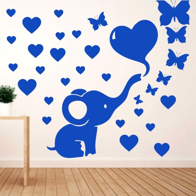 Ashamohar 58 cm Love Elephant Butterfly Stickers Room Décor Kit Love Set for Kids Room Self Adhesive Sticker(Pack of 1)