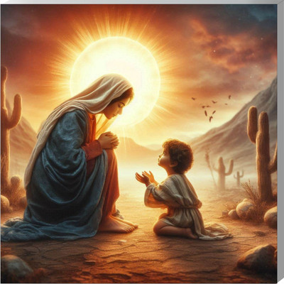 surmul 8 inch Jesus Christ Mother With Kid Wall Sunboard Poster For Home, House 8x8 Inches Self Adhesive Sticker(Pack of 1)