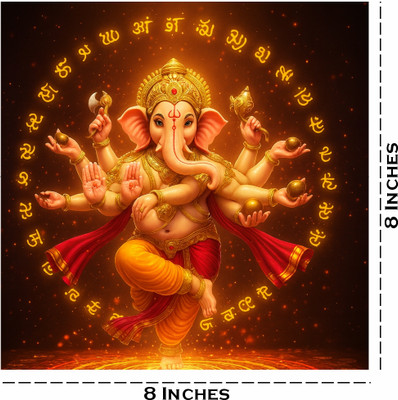 komstec 8 inch Ganesh Images Sticker For Home, Office & Other Places Wall Poster 8x8 Inch Self Adhesive Sticker(Pack of 1)