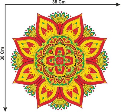 Riditcreation 38 cm Yellow Rangoli Removable Sticker(Pack of 1)