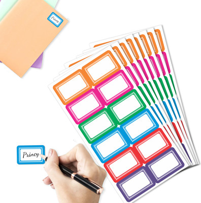 CLICKEDIN 3.8 inch Name Slip 6 Different Design Set Of 96 Name Slip Label Size-3.8x2.4Cm Self Adhesive Sticker(Pack of 96)
