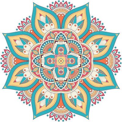 Aashrut decor 43 cm Beautiful Floor Rangoli For Diwali Festival Home & Restaurant Self Adhesive Sticker(Pack of 1)