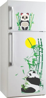 sr enterprises 101 cm panda with bamboo refrigerator design(36x101) Self Adhesive Sticker(Pack of 1)