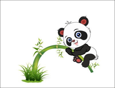 Sahaj Décor 83 cm Cute panda on tree wall sticker size (91x75 cm) Self Adhesive Sticker(Pack of 1)