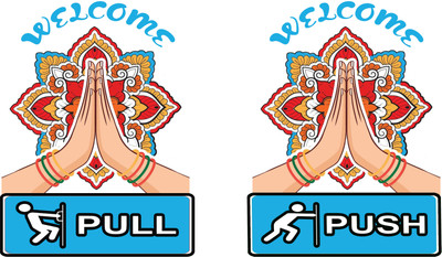 uma 15 cm UV-DTF PUSH PULL SIGN Self Adhesive Sticker(Pack of 1)