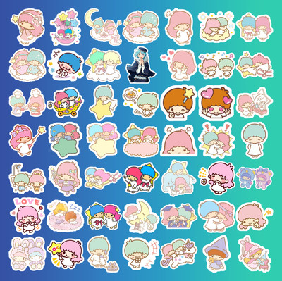 SoFFXia 5.5 cm Cute Cartoon Little Twin Stars Stickers for Mobile,Notebook, Water Bottle, Cars Non-Reusable Sticker(Pack of 45)