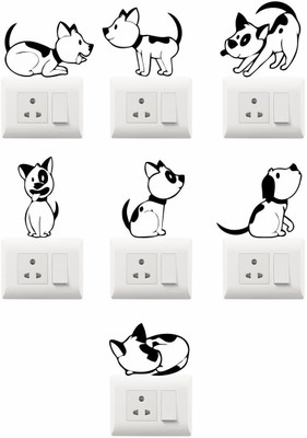 SR ENTERPRISE 5 cm ''Dogs'' Decorative switch Board sticker size (Pack of 7) Self Adhesive Sticker(Pack of 1)