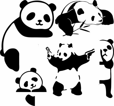 Approach Decor 60 cm Animals Panda Cartoon Switchboard Sticker For Bedroom, living Room, kids Room Self Adhesive Sticker(Pack of 5)