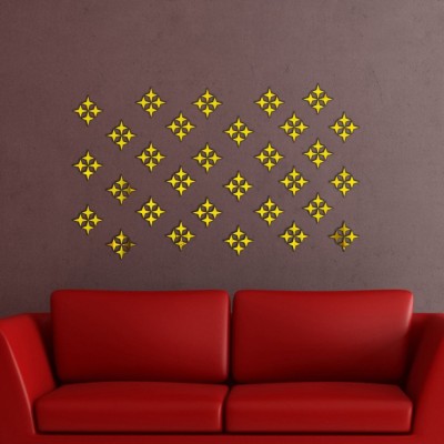 GharKraft 5 cm Acrylic Wall sticker Golden Stars Shape set Self Adhesive Sticker(Pack of 1)