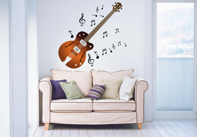 Wallzone 70 cm Guitar|Music|Decoration For Home Removable Sticker(Pack of 1)