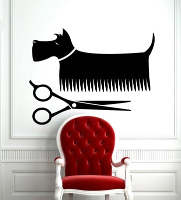 SnappyVinyl 27 cm Dog's and Cat's Grooming Store for Pets Cute Wall Sticker PVC Vinyl Self Adhesive Sticker(Pack of 1)