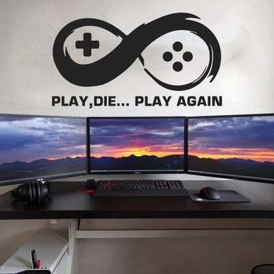 SnappyVinyl 80 cm Infinite Gamer Play Die Play Again Self Adhesive Sticker(Pack of 1)