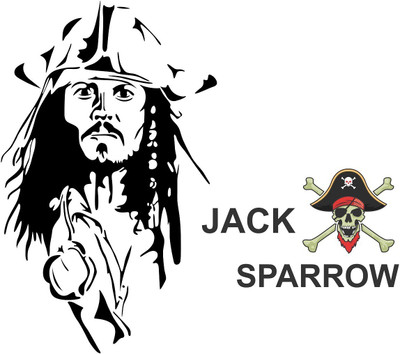 WALLDECORS 76.2 cm JACK SPARROW IMAGE STICKER Self Adhesive Sticker(Pack of 1)