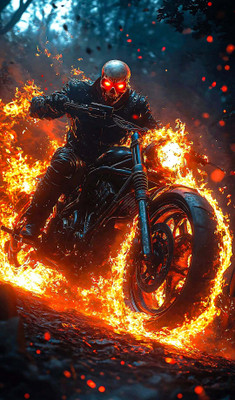 swaroopa 16.5 inch Ghost Rider Sticker Self Adhesive Sticker(Pack of 1)
