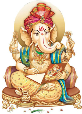 Riditcreation 50 cm Shree Ganesha Self Adhesive Sticker(Pack of 1)