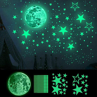 wonderful creation 10 cm Glow in the Dark Wall & Roof Sticker for Kids/Bed/Guest/All Room Glow in the Dark Sticker(Pack of 6)