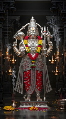 swaroopa 16.5 inch Hanuman Ji sticker Self Adhesive Sticker(Pack of 1)