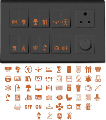 RSB HUB 1.5 cm Copper Rose Gold Switch Stickers 52 Designs Embossed for Switch Board Stickers Removable Sticker(Pack of 330)