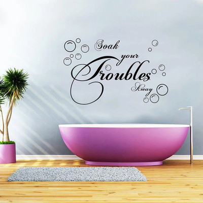 SnappyVinyl 85 cm Large Soak Your Troubles Away Quote Self Adhesive Sticker(Pack of 1)