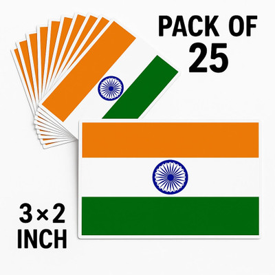 Printlive 2 inch Indian flag sticker Self Adhesive Sticker(Pack of 16)