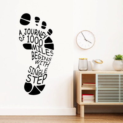 rawpockets 110 cm “A Journey of 1000 Miles Begins with a Single Step” Motivational Quote Self Adhesive Sticker(Pack of 1)