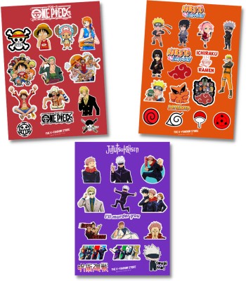 The K Fandom 21 cm Waterproof Vinyl Anime Stickers (Naruto, One Piece, Jujutsu Kaisen Stickers) Self Adhesive Sticker(Pack of 45)