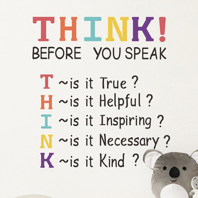 SmartWindow 60 cm Think Before You Speak Sign, Growth Mindset Sign Wall Sticker (60CM x 40CM) Self Adhesive Sticker(Pack of 1)