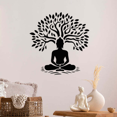 Xskin 33 cm Life Sitting Buddha Lotus Pose Self Adhesive Sticker(Pack of 1)