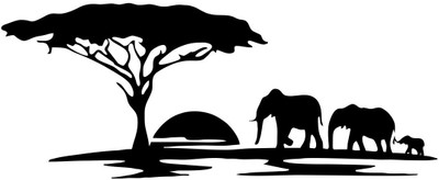 Vijaya enterprises 30 cm Black elephant family with sunset wall sticker for Home sticker size (76x30cm ) Self Adhesive Sticker(Pack of 1)