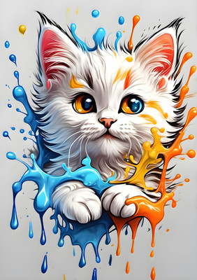 Dumdic 30 cm Beautiful Cat A4 Strong Self Adhesive Sticker(Pack of 1)