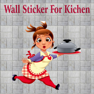Vijaya enterprises 30.48 cm cartoon chefs and waiters wall sticker size (12x12 inch ) Self Adhesive Sticker(Pack of 1)