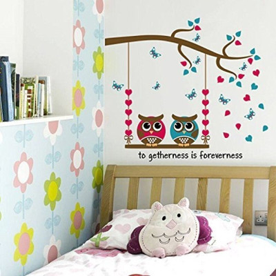 Flipkart SmartBuy 90 cm Owl Family get Together Decorative Self Adhesive Wall Sticker (30 CM x 60 CM) Self Adhesive Sticker(Pack of 1)
