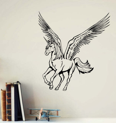SnappyVinyl 33 cm Unicorn Fantasy World Myth Pegasu Self Adhesive Sticker(Pack of 1)