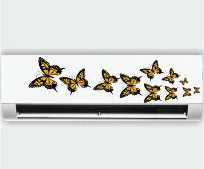 WallHunt 70 cm Yellow Butterflies Self Adhesive Sticker(Pack of 1)