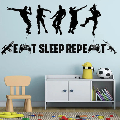 SnappyVinyl 57 cm Eat Sleep Repeat X-Box Self Adhesive Sticker(Pack of 1)