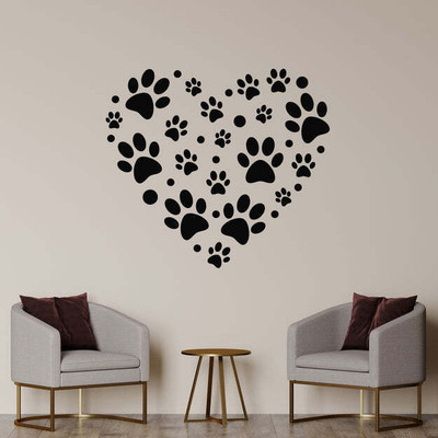 SnappyVinyl 33 cm Prints Patterns Heart Symbol Pets Self Adhesive Sticker(Pack of 1)
