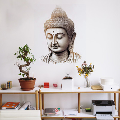 COLOURED WINGS 60 cm Trendy Buddha Designs of Self Adhesive Wall Stickers Self Adhesive Sticker(Pack of 1)