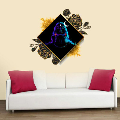 DivineDesigns 56 cm Colorful Shiv Ji Wall Sticker Self Adhesive Sticker(Pack of 1)