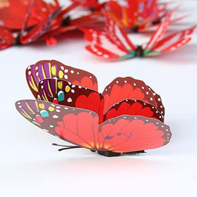 Flipkart SmartBuy 13 cm Red Double layer 3D Butterflies Self Adhesive Sticker(Pack of 12)